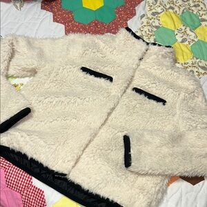 Fleecy Zipped Jacket with Black Accents